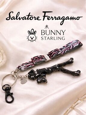 Salvatore Ferragamo Pink Zebra Keychain  Wristlet with Hot Lady Heart  Bag Charm